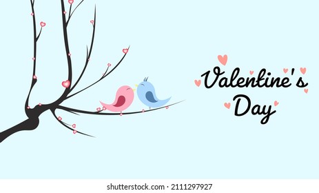 Birds will try to perch , minimal background in Valentine's Day  ,illustration Vector EPS 10