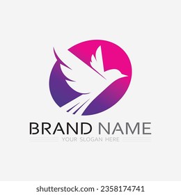 birds and wing logo animal vector icon fly design illustration template graphic