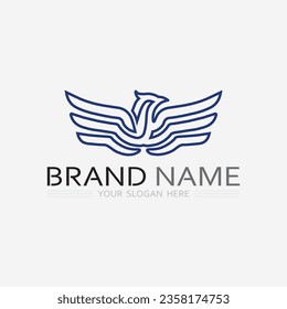 birds and wing logo animal vector icon fly design illustration template graphic