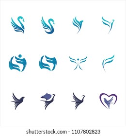 BIRDS WING LOGO SET VECTOR LOGO TEMPLATE