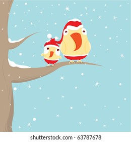 Birds in the Winter Day