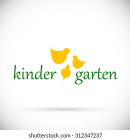 Birds yellow. Kindergarten vector logo. isolated on white background. Concept of upbringing and care.