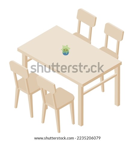 It is a bird's-eye view illustration looking down on the dining table set from above.