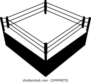 Bird's-eye view silhouette illustration of a wrestling ring