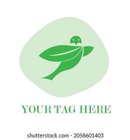 a bird-shaped green leaf logo design