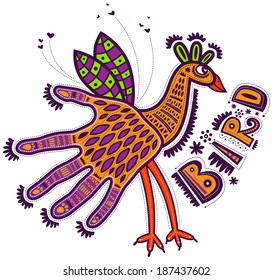 Bird-shaped hands with yellow small wings and big tail