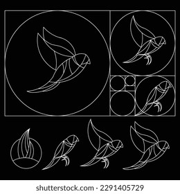 Bird-shaped logo with golden ratio technique