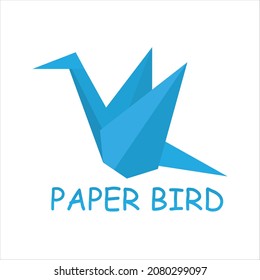 bird-shaped logo made of blue paper