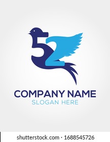 Bird-shaped logo of the number 52