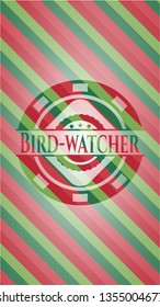 Bird-watcher christmas emblem background.
