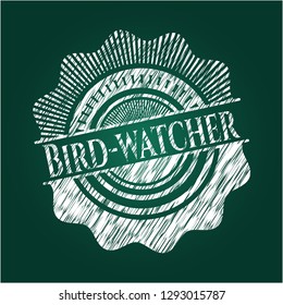 Bird-watcher on blackboard