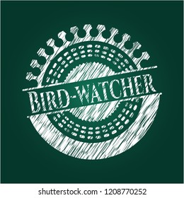Bird-watcher on chalkboard