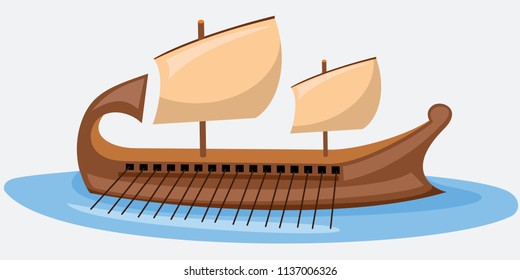 Bireme Ship Vector Illustration