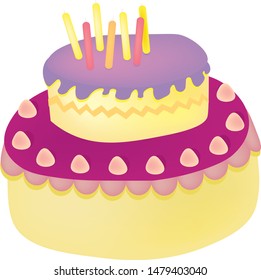 birhday cake illustration vector print design