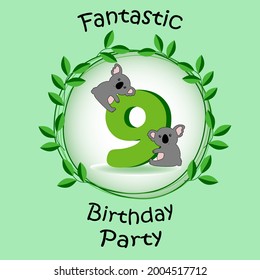 Birhtday or anniversery invitation with cute kolas. Bithtday party invitation. Baby koals cards