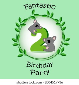 Birhtday or anniversery invitation with cute kolas. Bithtday party invitation. Baby koals cards