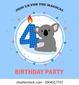 Birhtday or anniversery invitation with cute kolas. Bithtday party invitation. Baby koals cards