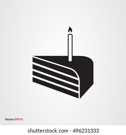 Birhtday Cake Vector Icon With Candle