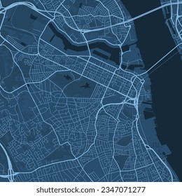 Birkenhead map, blue streetmap poster of UK city