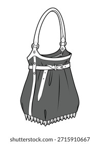 Birkin bag vector mockup template technical flat design.