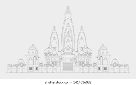 Birla Mandir line art Delhi India Monuments