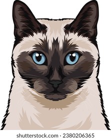 Birman Cat Face Vector illustrations for Graphic Design, t-shirt prints, posters, and Mugs