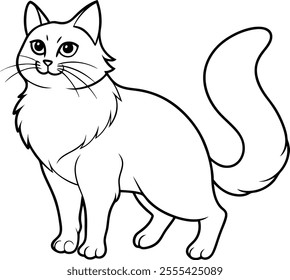 
The "Birman Cat" line art vector design is a visually captivating representation of a feline silhouette crafted using minimalistic yet expressive lines. This artwork blends creativity and precision