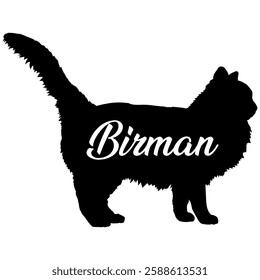 Birman. cat silhouette, cat, cat breeds, logo, vector, silhouette,  animal, illustration, icon, sign, design, black, symbol, pet, love
