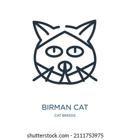 birman cat thin line icon. domestic, cat linear icons from cat breeds concept isolated outline sign. Vector illustration symbol element for web design and apps.