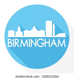 Birmingam England United Kingdom Flat Icon Skyline Silhouette Design City Vector Art.