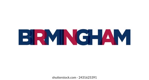 Birmingham, Alabama, EE.UU. diseño de eslogan de tipografía. Logotipo de América con letras gráficas de ciudad para productos impresos y web.