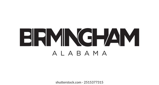 Birmingham, Alabama, USA typography slogan design. America logo with graphic city lettering for print and web.