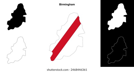 Birmingham blank outline map set