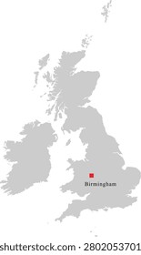 Birmingham City Location on Map of United Kingdom