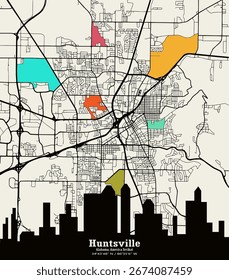 Birmingham City Map, Travel Vector Poster Design