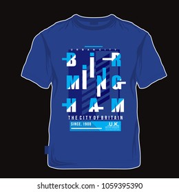 birmingham city typography tee shirt design, vector illustration for printing 