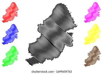 Birmingham City (United Kingdom of Great Britain and Northern Ireland, UK) map vector illustration, scribble sketch City of Birmingham map