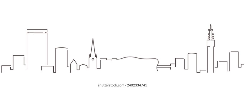 Birmingham Dark Line Simple Minimalist Skyline With White Background