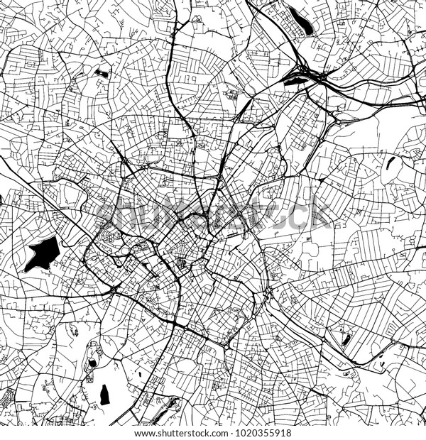 Birmingham Downtown Vector Map Monochrome Artprint Stock Vector ...