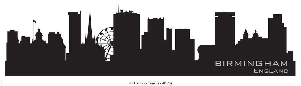 Birmingham, England skyline. Detailed vector silhouette