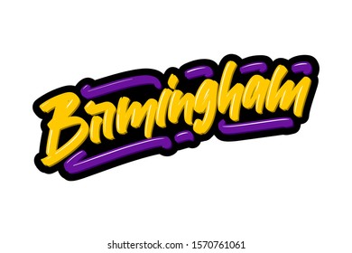 Birmingham hand drawn modern brush lettering. Vector illustration logo text for webpage, print and advertising