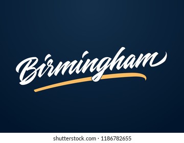 Birmingham hand made calligraphic lettering in original style. European city typographic script font for prints, advertising, identity. Hand drawn touristic art in high quality. Travel and adventure