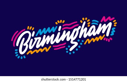 Birmingham Handwritten city name.Modern Calligraphy Hand Lettering for Printing,background ,logo, for posters, invitations, cards, etc. Typography vector.