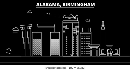 Birmingham silhouette skyline. USA - Birmingham vector city, american linear architecture, buildings. Birmingham travel illustration, outline landmarks. USA flat icon, american line banner