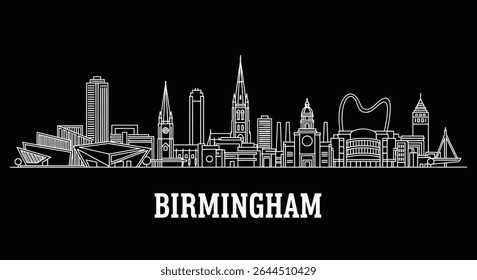 Birmingham Skyline Outline England Cityscape.