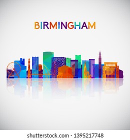Birmingham skyline silhouette in colorful geometric style. Symbol for your design. Vector illustration.