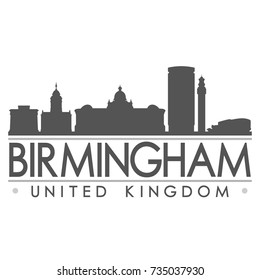 Birmingham Skyline Silhouette Design City Vector Art Famous Buildings 