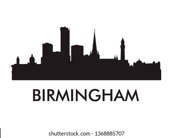 Birmingham skyline silhouette vector of famous places