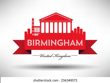 Birmingham Skyline with Typography Design