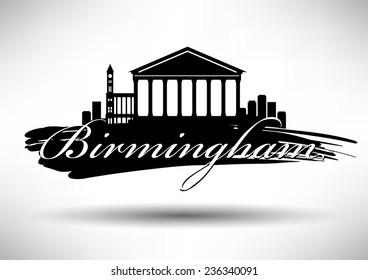 Birmingham Skyline with Typography Design